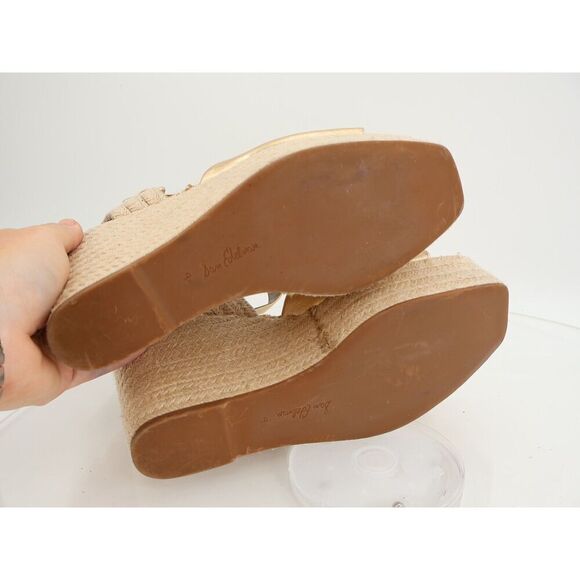 Sam Edelman Womens Vada Espadrille Sandals Ankle Strap Gold Leather Platform 9.5 - Picture 7 of 13